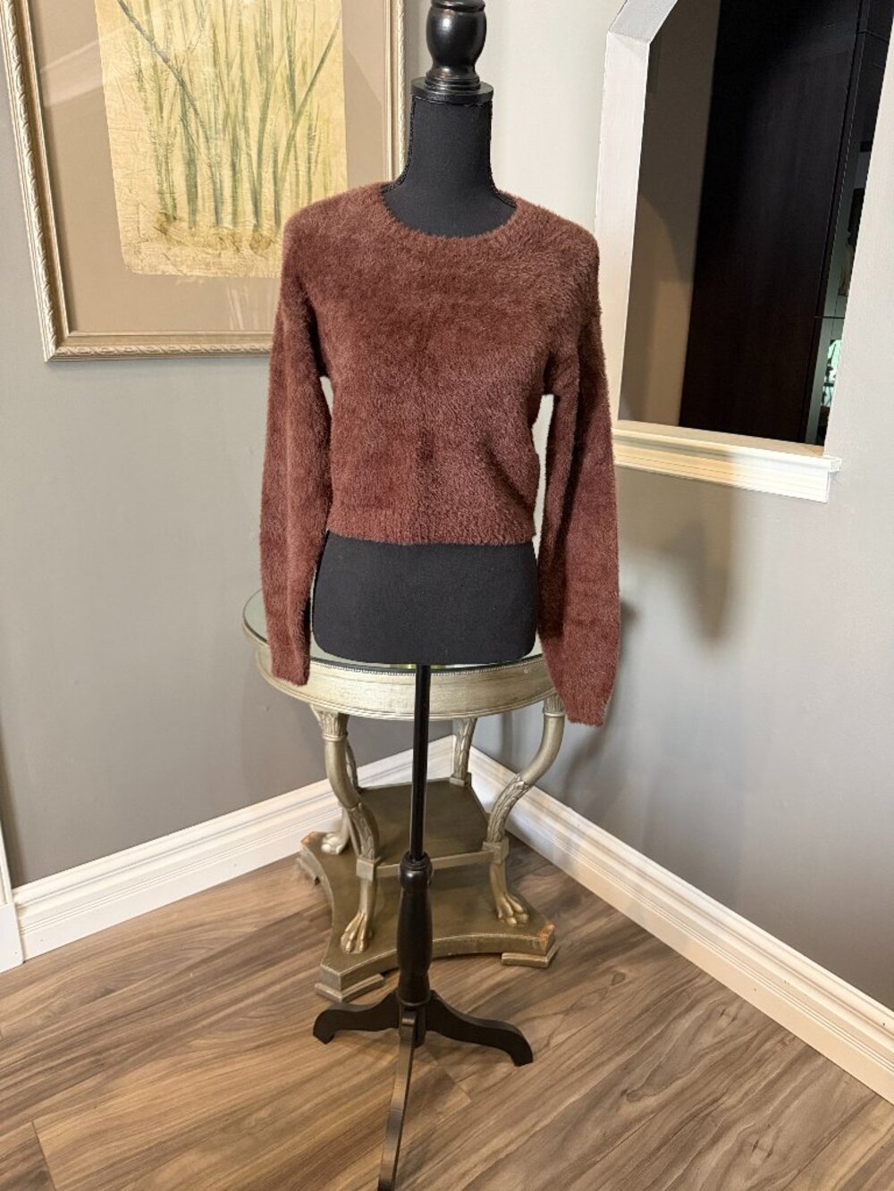 Hollister California Furry Brown Crewneck Sweater XS